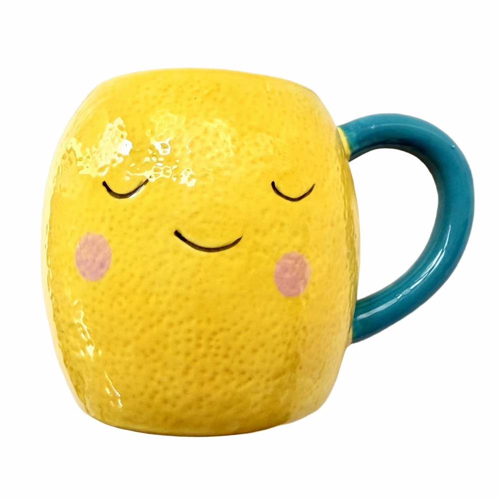 Smiling Face Lemon Mug 18oz Cracker Barrel Ceramic Anthropomorphic Kawaii